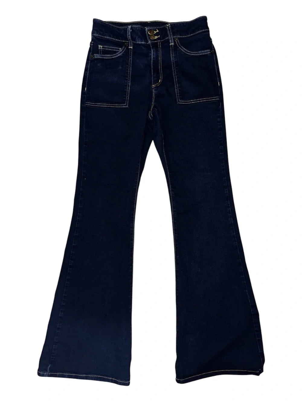 Michael Kors Navy Flare Wide-Leg Jeans - Picture 2 of 7